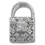 Silver padlock pendant with floral design