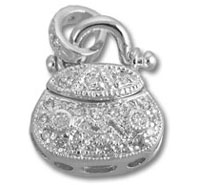 silver rhinestone purse charm pendant