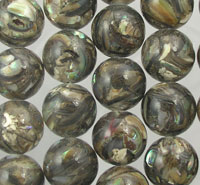 Iridescent abalone shell round beads