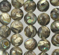 Round iridescent abalone shell beads