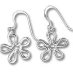 Silver flower-shaped dangle earrings