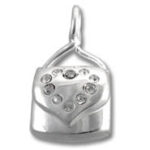 Silver heart padlock pendant with rhinestones