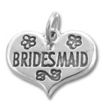 Silver heart bridesmaid charm with flowers