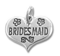 Silver heart bridesmaid charm with flowers
