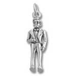 Silver gentleman charm pendant