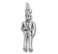 Silver gentleman charm pendant