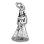 Silver woman in gown pendant charm