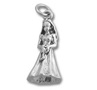 Silver woman in gown pendant charm