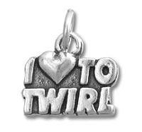 Silver "I Love to Twirl" charm
