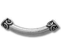 Ornate silver curved cabinet drawer pull handle
