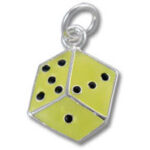 Yellow enamel die charm pendant with pips