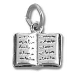 Silver open book charm pendant