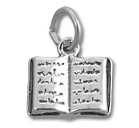 Silver open book charm pendant