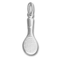 Silver tennis racket charm pendant