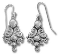 Pair of ornate silver filigree dangle earrings