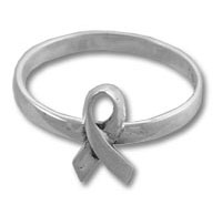 Silver awareness ribbon ring