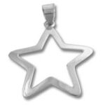Silver star outline pendant on white background