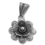 Ornate silver floral pendant