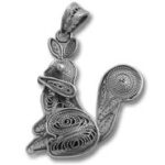 Silver filigree cat pendant