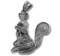 Silver filigree cat pendant