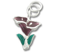Silver purple calla lily pendant charm