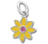Yellow daisy charm with pink center
