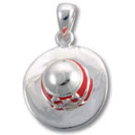 Silver sombrero pendant with red accents