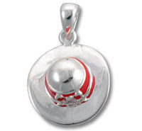 Silver sombrero pendant with red accents Silver sombrero pendant with red accents