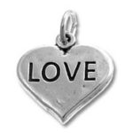 Silver heart pendant engraved with LOVE