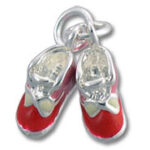 Red baby shoes silver charm pendant