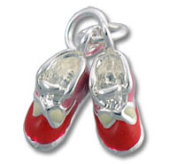 Red baby shoes silver charm pendant
