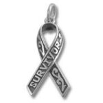 Silver survivor ribbon pendant