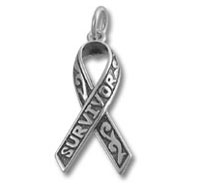 Silver survivor ribbon pendant