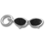 Silver sunglasses charm with black lenses