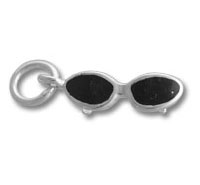 Silver sunglasses charm with black lenses