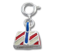 Enamel barber pole charm with clasp