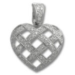 sparkling silver heart lattice pendant