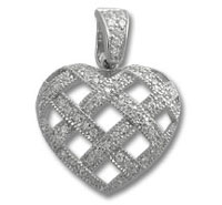 sparkling silver heart lattice pendant