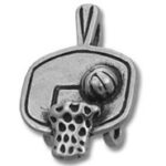 Silver basketball hoop charm pendant