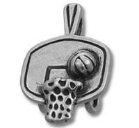 Silver basketball hoop charm pendant