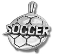 Silver soccer ball pendant with SOCCER text