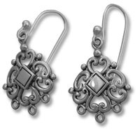 Pair of ornate silver filigree dangle earrings
