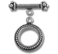 Silver braided round toggle clasp