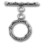 ornate silver round toggle clasp fastener