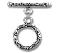 ornate silver round toggle clasp fastener