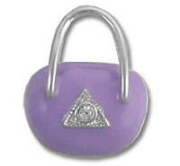 Purple padlock with silver triangle emblem