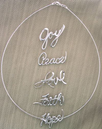 Necklace with words Joy Peace Love Faith Hope