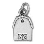 Small silver barn charm pendant