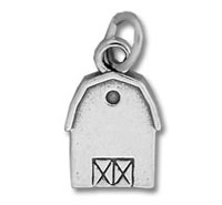 Small silver barn charm pendant