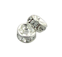 Two silver rhinestone spacer beads